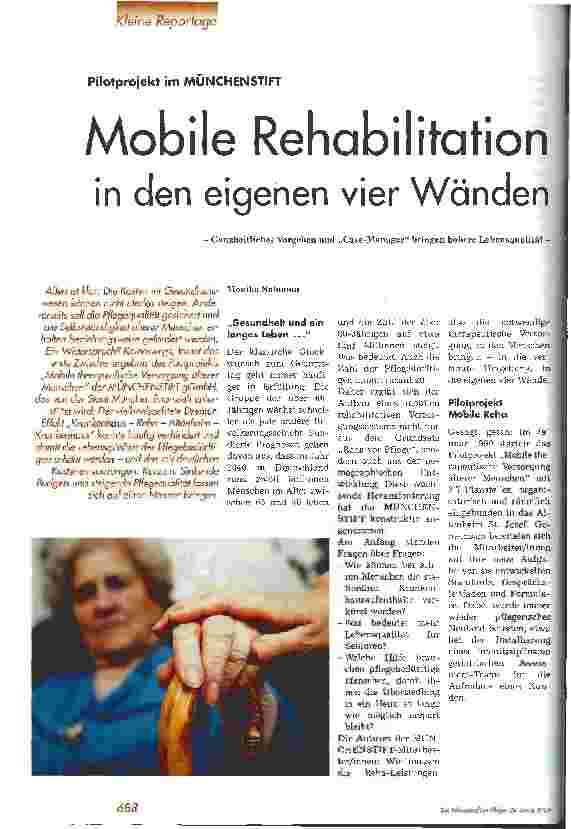 Vorschauseite 1: Mobile Rehabilitation in den eigenen vier Wänden - Ganzheitliches Vorgehen und Case-Manager bringen höhere Lebensqualität -