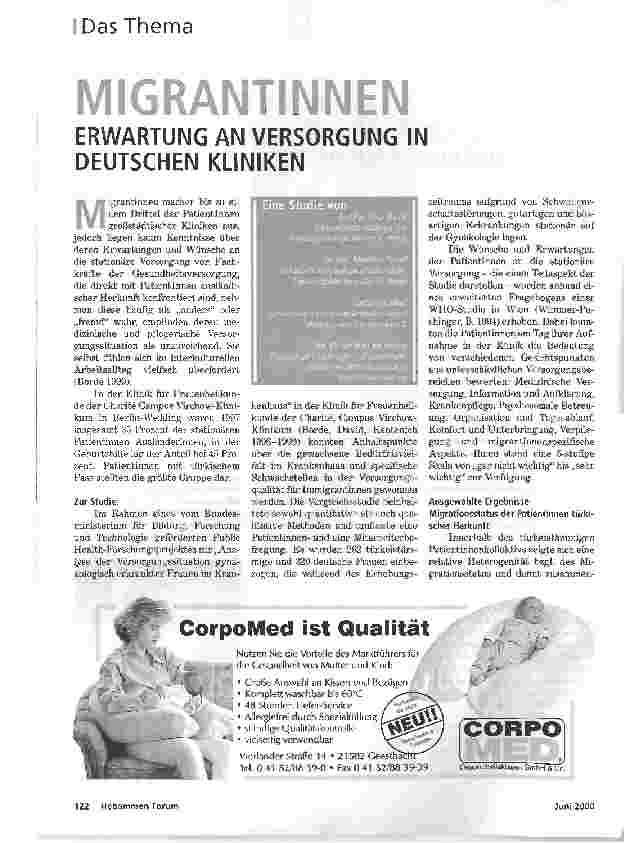 Vorschauseite 1: MIGRANTINNENERWARTUNG AN VERSORGUNG IN DEUTSCHEN KLINIKEN