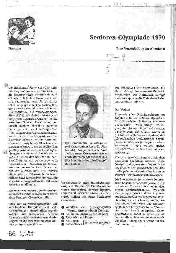 Vorschauseite 1: Senioren-Olympiade 1979