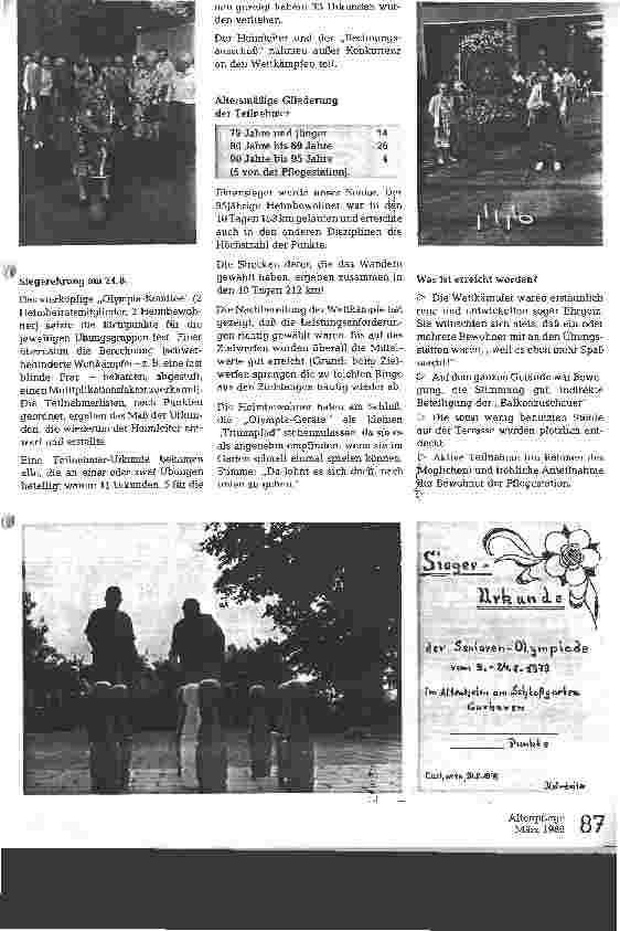 Vorschauseite 2: Senioren-Olympiade 1979
