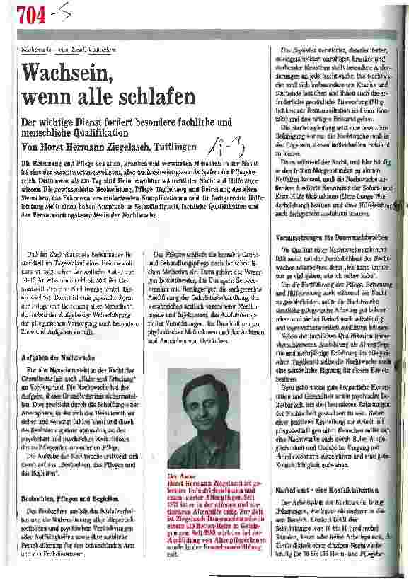 Vorschauseite 1: Wachsein, wenn alle schlafen Nachtwache - eine Konfliktsituation
