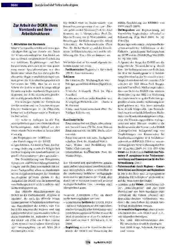 Vorschauseite 3: Tätigkeitsbericht des Vorstands der DGKH