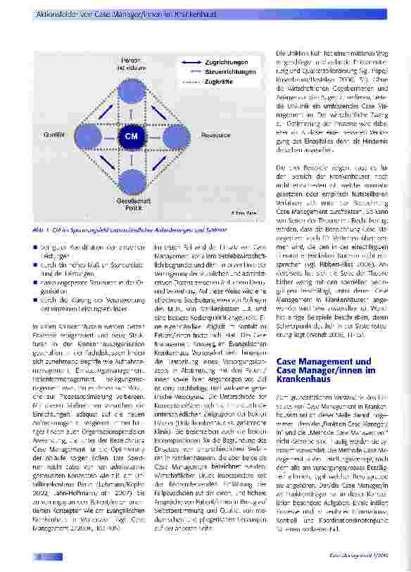 Vorschauseite 2: Aktionsfelder von Case Manager/innen im Krankenhaus