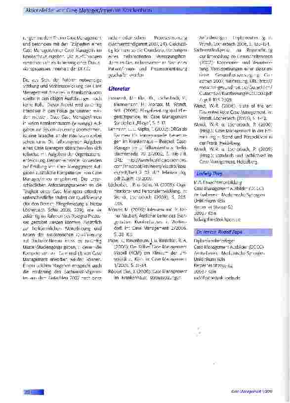 Vorschauseite 4: Aktionsfelder von Case Manager/innen im Krankenhaus