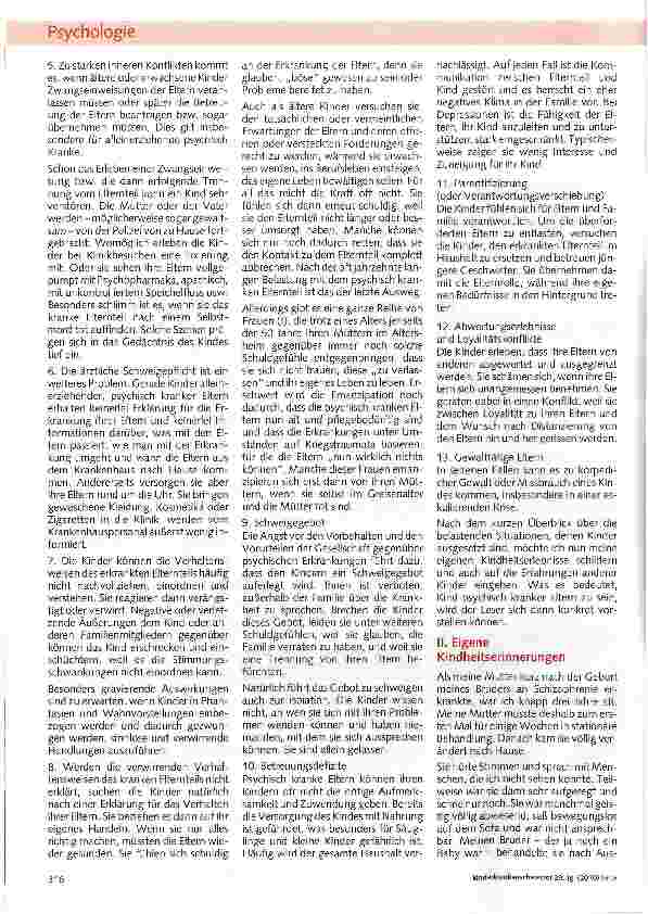 Vorschauseite 2: Die vergessenen Kinder- Die Situation der Kinder psychisch kranker Eltern