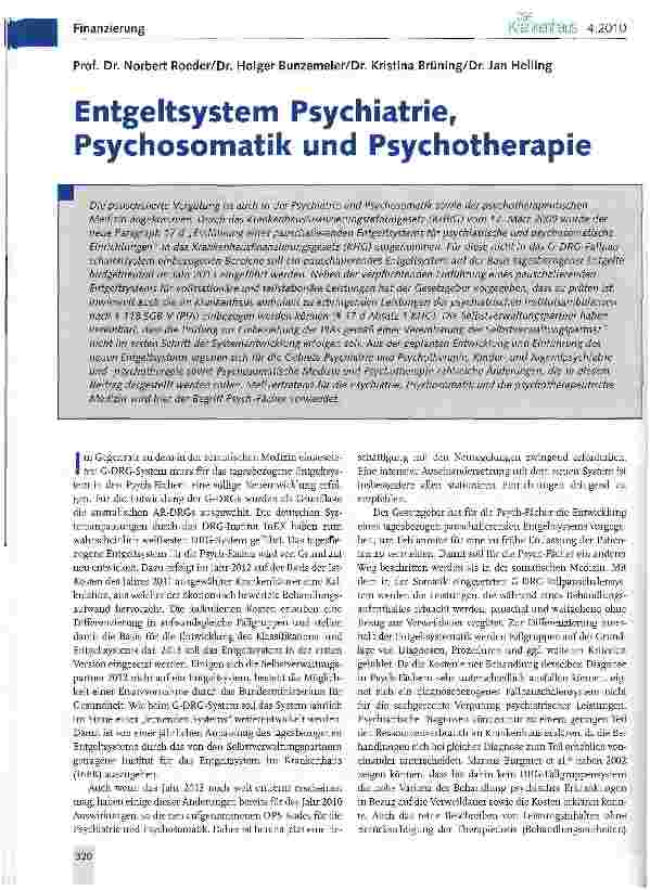Vorschauseite 1: Entgelt System Psychiatrie, Psychosomatik und Psychotherapie