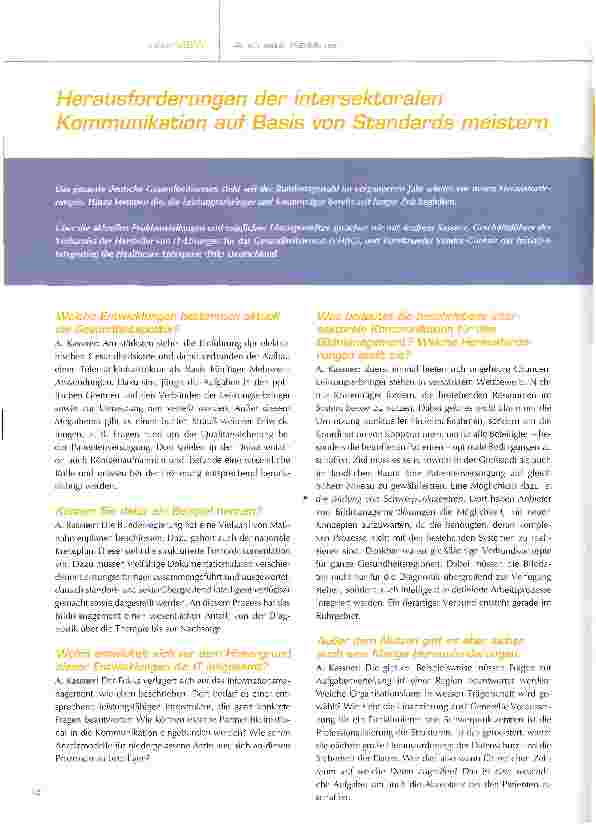 Vorschauseite 1: Herausforderungen der intersektoralen Kommunikation auf Basis von Standards meistern