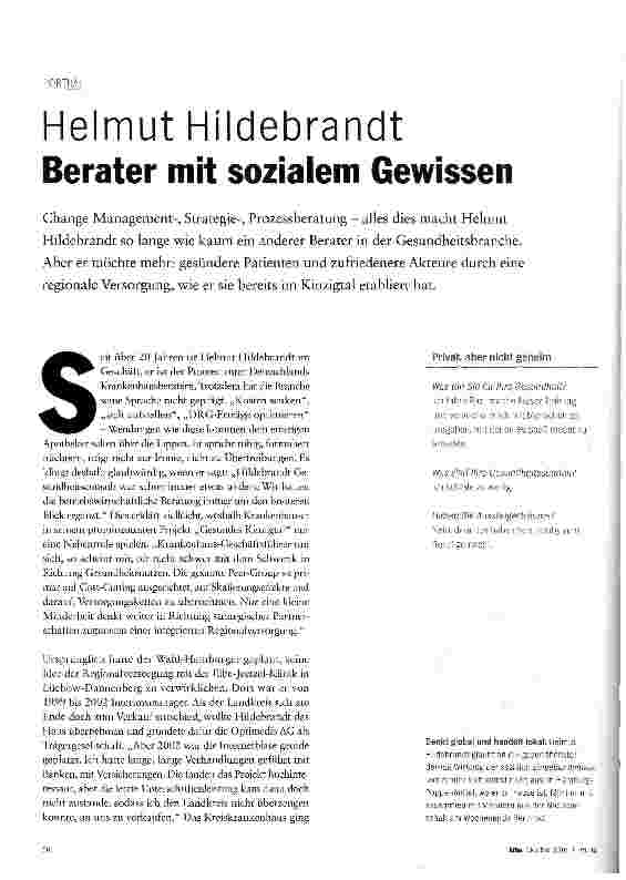 Vorschauseite 1: Helmut Hildebrandt Berater mit sozialem Gewissen