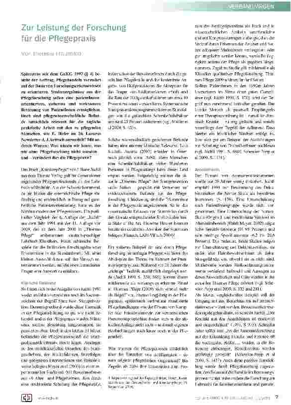Vorschauseite 1: Zur Leistung der Forschung für die Pflegepraxis