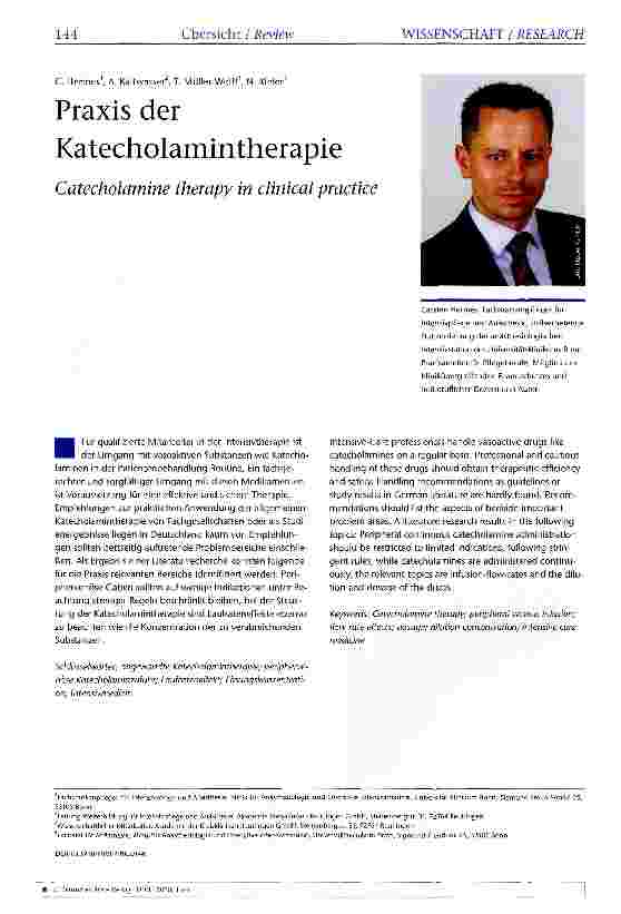 Vorschauseite 1: Praxis der Katecholamintherapie