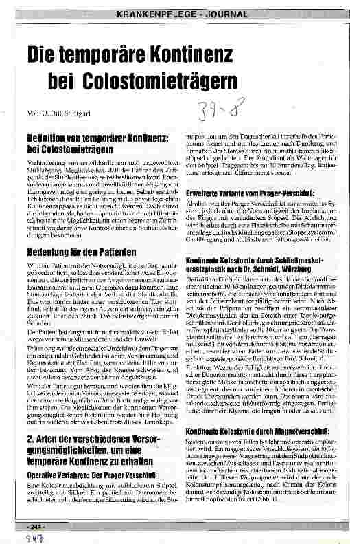 Vorschauseite 1: Die temporäre Kontinenz bei Colostomieträgern