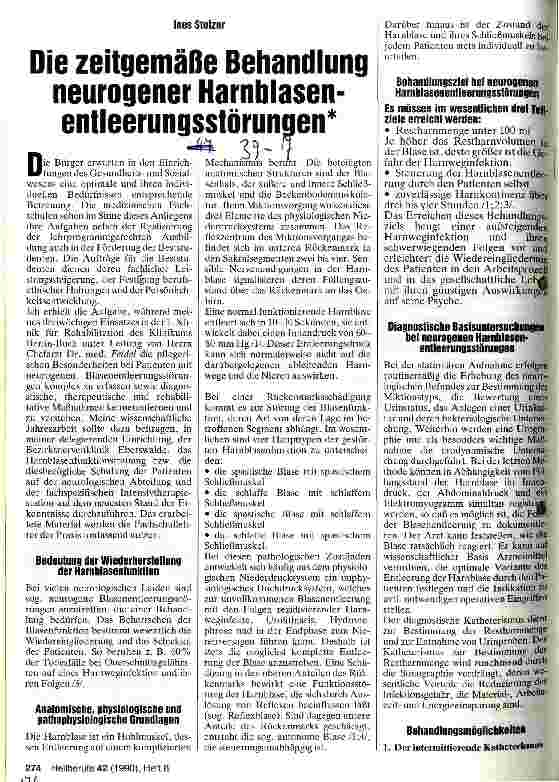 Vorschauseite 1: Die zeitgemäße Behandlung neurogener Harnblasenentleerungsstörungen