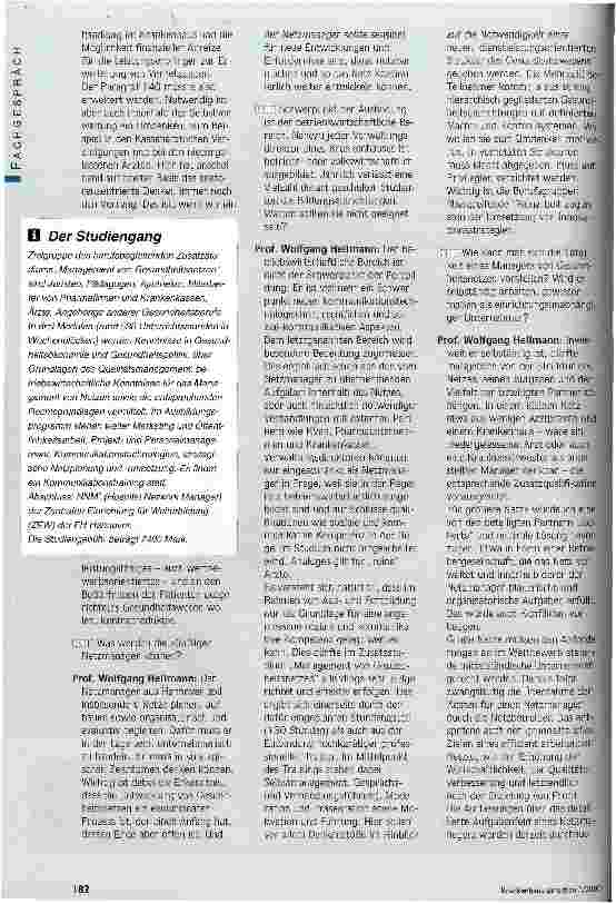 Vorschauseite 2: Wer managed die Netze? Integrierte Gesundheitsversorgung braucht professionelle Führungskräfte