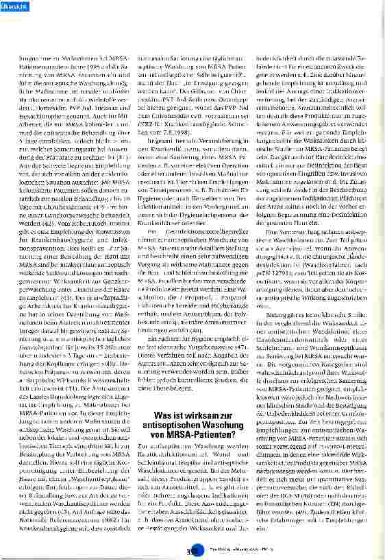 Vorschauseite 4: Die Sanierung von MRSA-Patienten Stand des Wissens