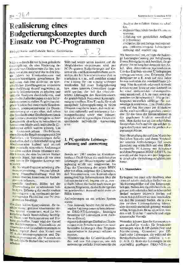Vorschauseite 1: Realisierung eines Budgetierungskonzeptes durch Einsatz von PC-Programmen