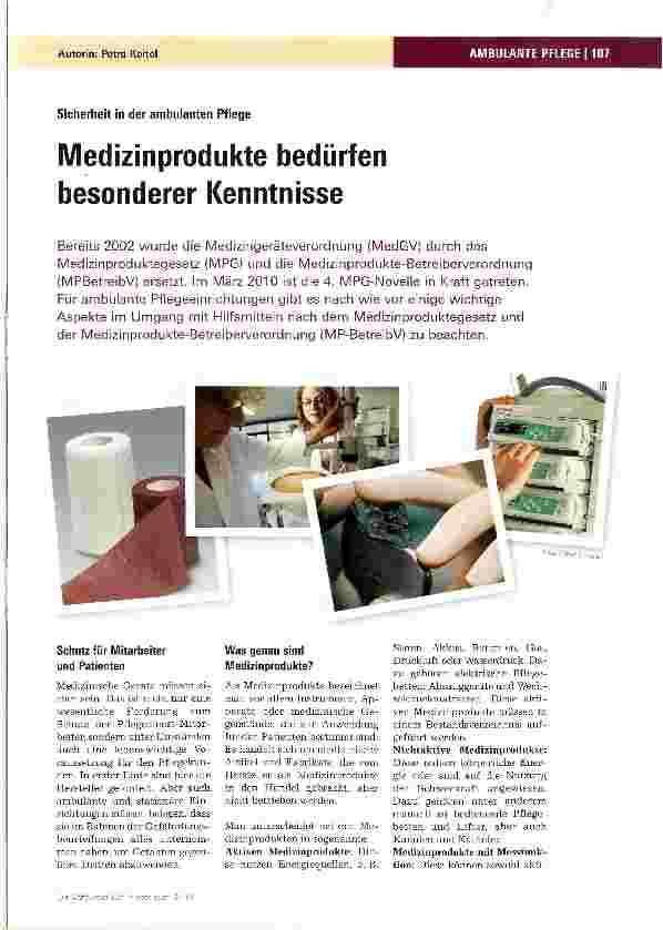 Vorschauseite 1: Medizinprodukte bedürfen besonderer Kenntnisse