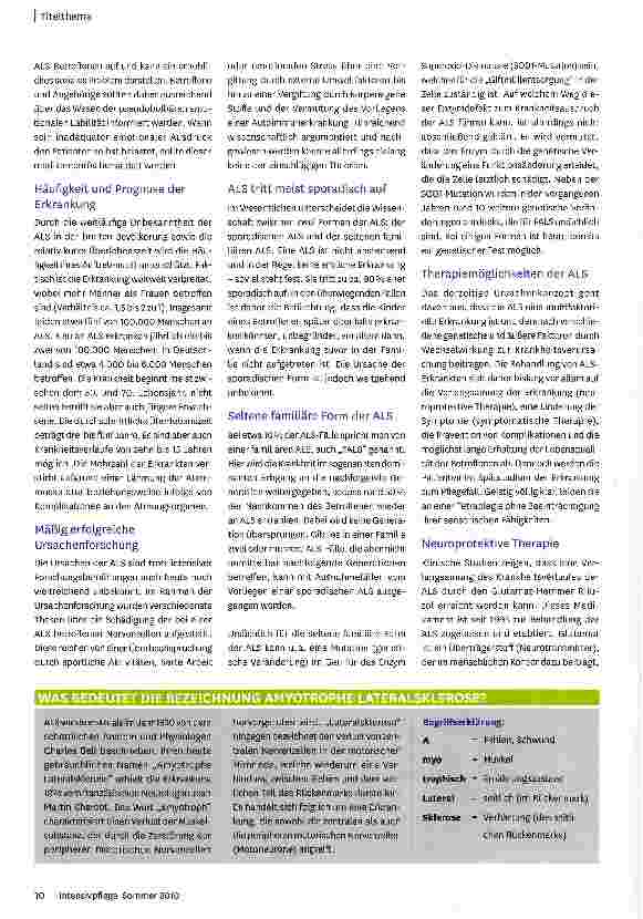 Vorschauseite 3: Ein medizinisches Geheimnis: Amyotrophe Lateralsklerose (ALS)