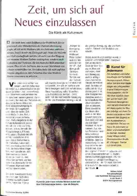 Vorschauseite 1: Zeit, um sich auf Neues einzulassen Die Klinik als Kulturraum