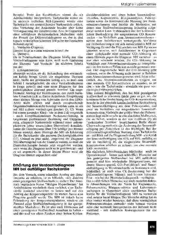 Vorschauseite 3: Diagnose und Therapie der malignen Hyperthermie