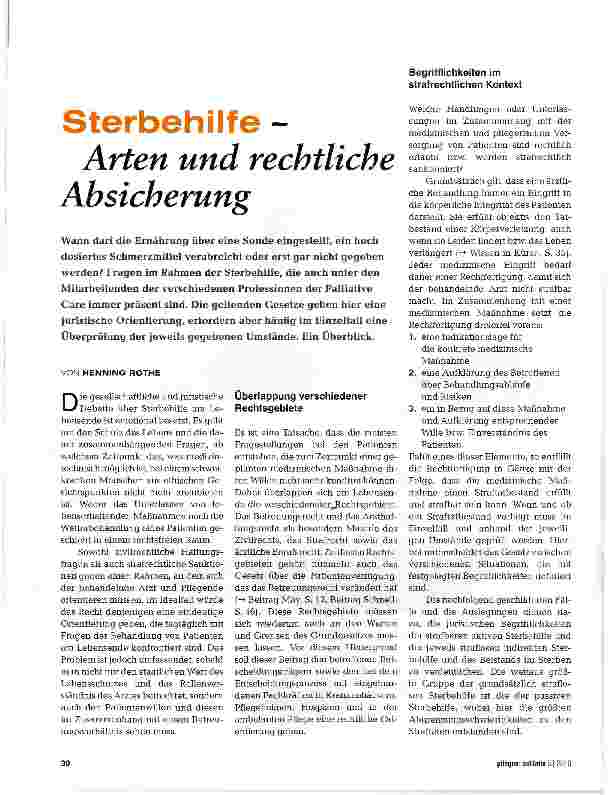 Vorschauseite 1: Sterbehilfe - Arten und rechtliche Absicherung