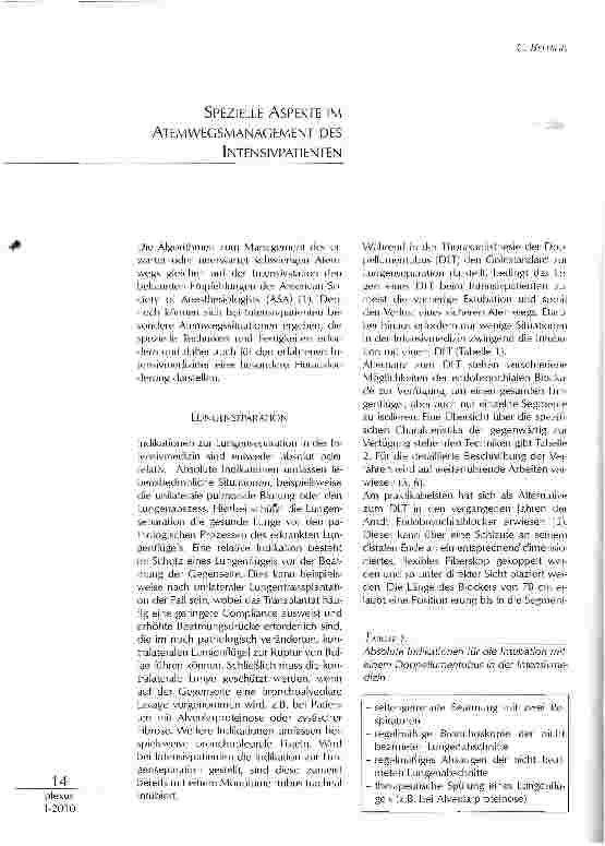 Vorschauseite 1: SPEZIELLE ASPEKTE IM ATEMWEGSMANAGEMENT DES INTENSIVPATIENTEN