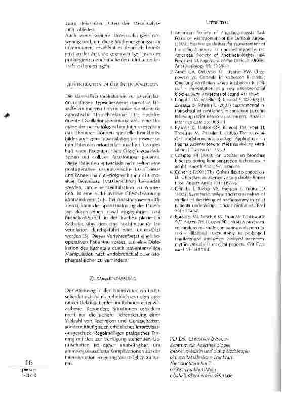 Vorschauseite 3: SPEZIELLE ASPEKTE IM ATEMWEGSMANAGEMENT DES INTENSIVPATIENTEN