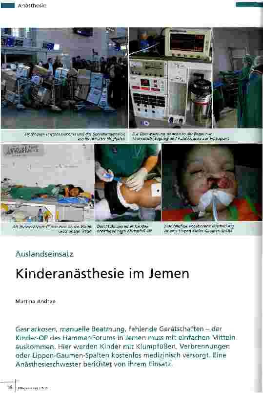 Vorschauseite 1: Kinderanästhesie im Jemen