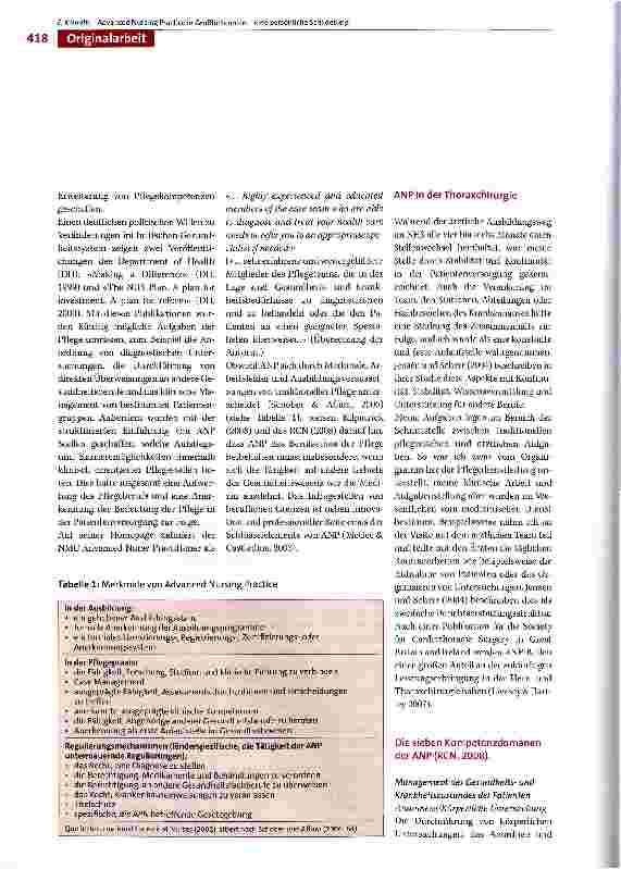 Vorschauseite 2: Advanced Nursing Practice in Großbritannien eine persönliche Schilderung
