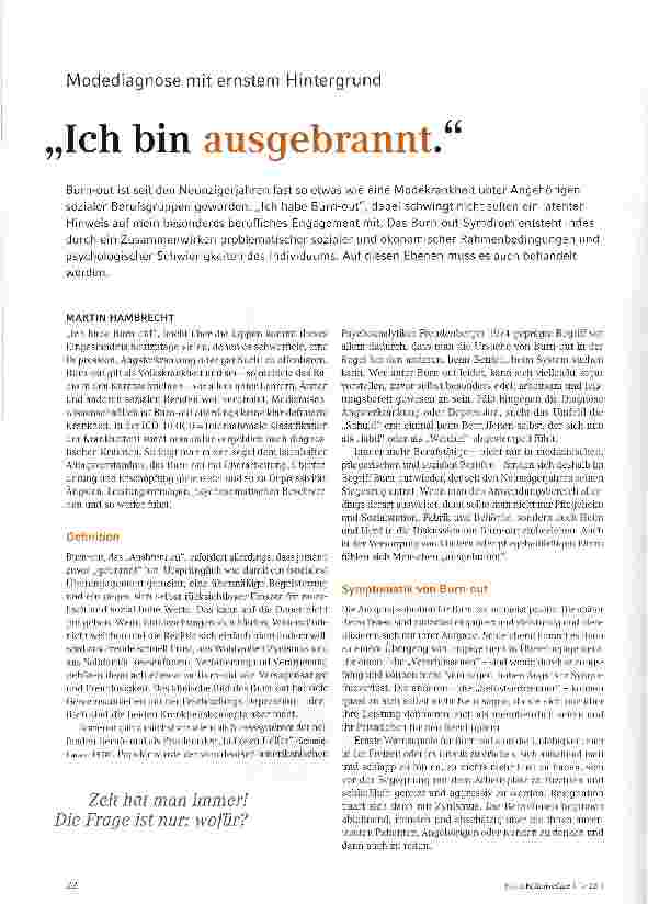 Vorschauseite 1: „Ich bin ausgebrannt.