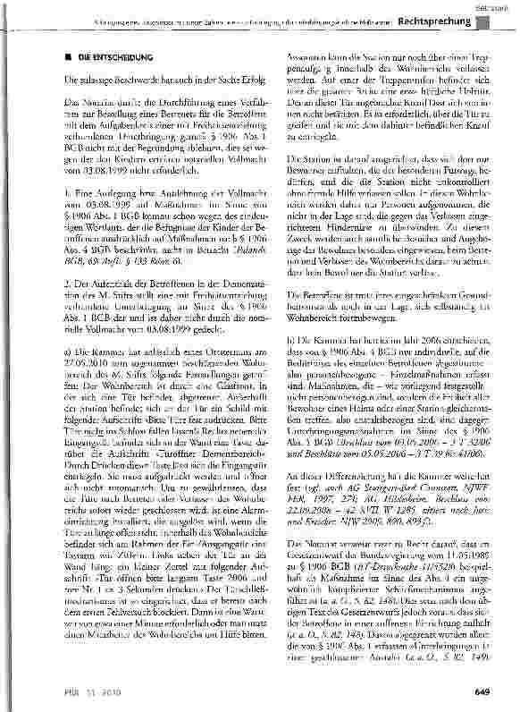 Vorschauseite 3: Anbringung eines Türschlosses mit einem Zahlencode -Unterbringung oder unterbringungsähnliche Maßnahme?