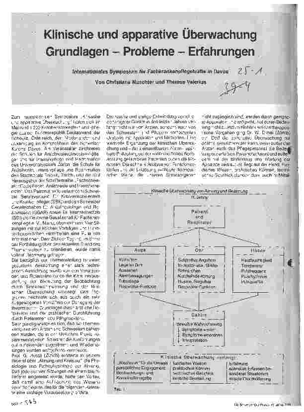 Vorschauseite 1: Klinische und apparative Überwachung Grundlagen - Probleme - Erfahrungen