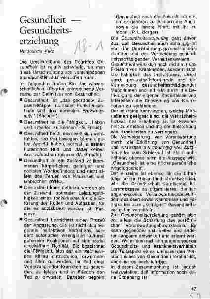 Vorschauseite 1: Gesundheit - Gesundheitserziehung