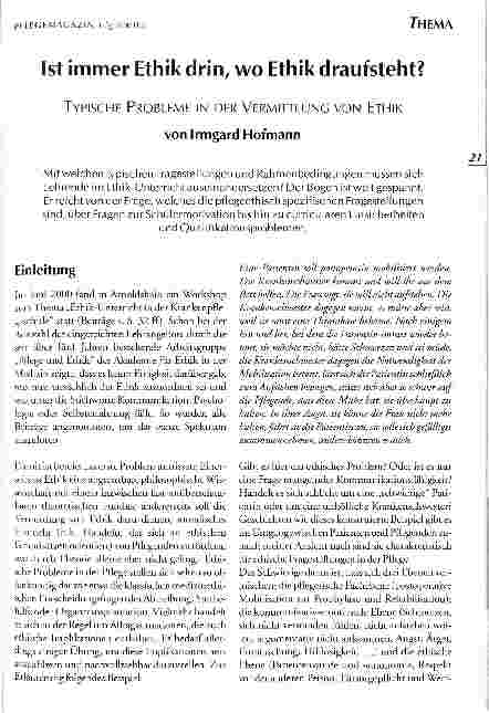 Vorschauseite 1: Ist immer Ethik drin, wo Ethik draufsteht? Typische Probleme in der Vermittlung von Ethik