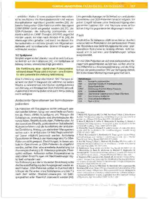 Vorschauseite 6: Obstruktive Schlafapnoe - ein unterschätzter Risikofaktor der perioperativen Phase