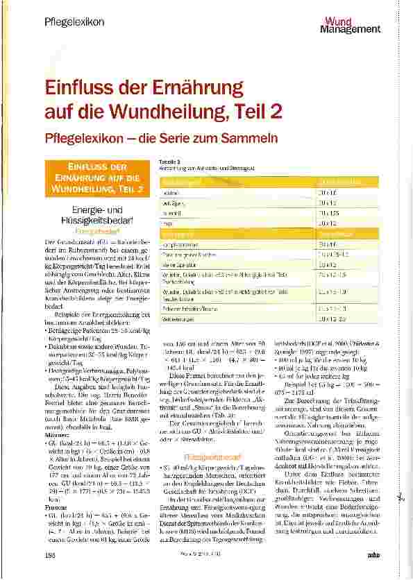 Vorschauseite 1: Einfluss der Ernährung auf die Wundheilung, Teil 2
