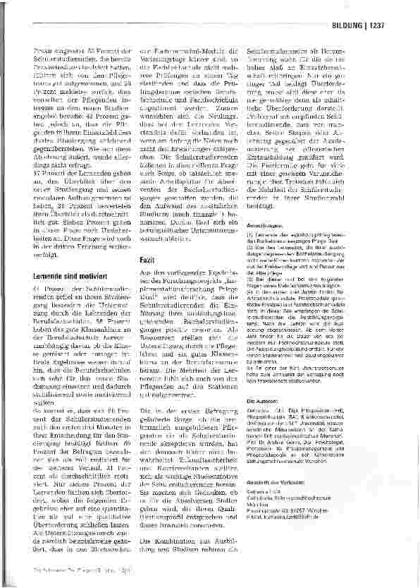 Vorschauseite 4: Studie begleitet BachlelorstudiengangErste Ergebnisse der Evaluationsstudie zu „Pflege Dual