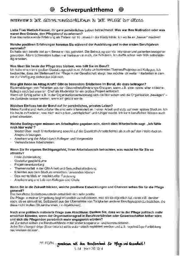 Vorschauseite 4: Was hält mich in der Pflege?Interviews mit Berufsangehörigen
