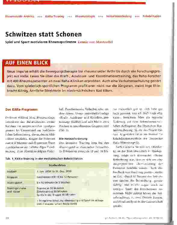 Vorschauseite 1: Schwitzen statt Schonen