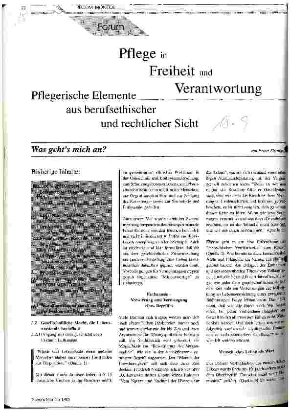 Vorschauseite 1: Pflegerische Elemente aus berufsethischer und rechtlichter Sicht