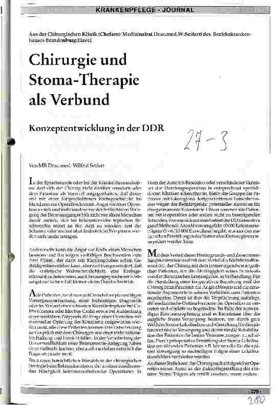 Vorschauseite 1: Chirurgie und Stoma-Therapie als Verbund Konzeptentwicklung in der DDR