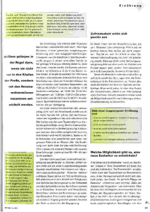 Vorschauseite 2: Esskultur im Heim verbessert Lebenqualität Heimküchen müssen ihr Aufgabenverständnis neu definieren