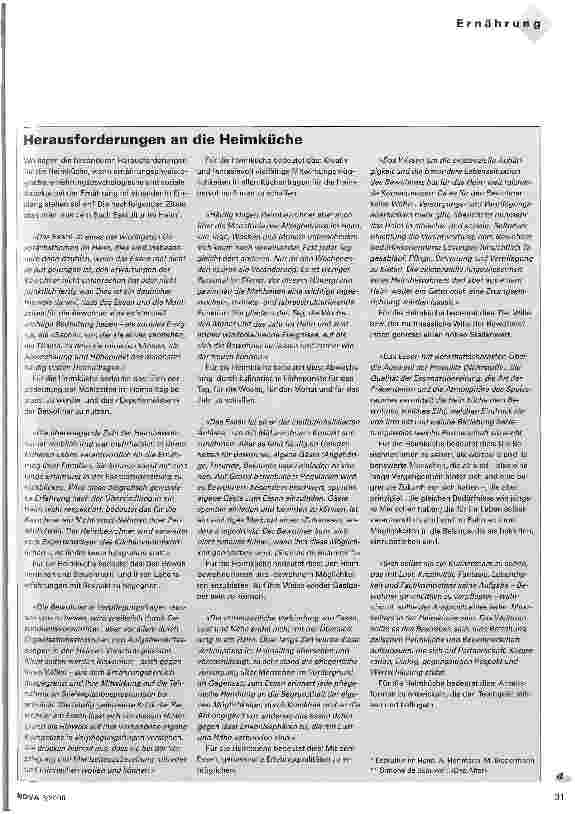 Vorschauseite 4: Esskultur im Heim verbessert Lebenqualität Heimküchen müssen ihr Aufgabenverständnis neu definieren