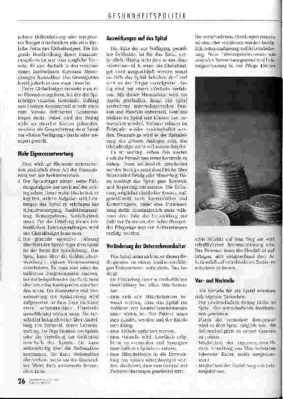 Vorschauseite 2: Spitäler entwickeln sich zu Unternehmen: Voroder Nachteil? Das Globalbudget