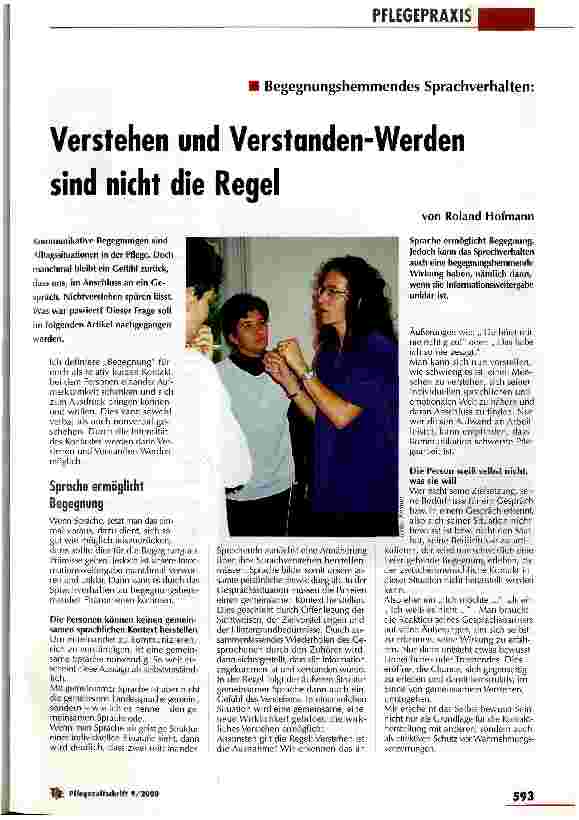 Vorschauseite 1: Verstehen und Verstanden-Werden sind nicht die Regel Begegnungshemmendes Sprachverhalten