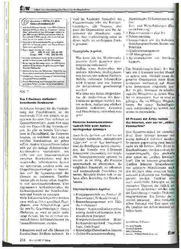 Vorschauseite 3: Eine strategische Chance für das Krankenhaus Das Informationszeitalter wird die Krankenhäuser grundlegend verändern