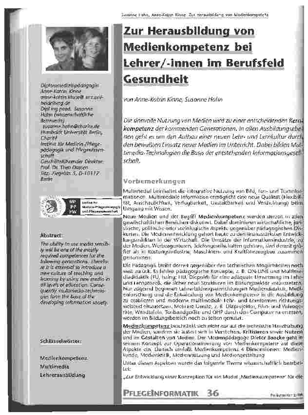 Vorschauseite 1: Zur Herausbildung von Medienkompetenz bei Lehrer/-innen im Berufsfeld Gesundheit