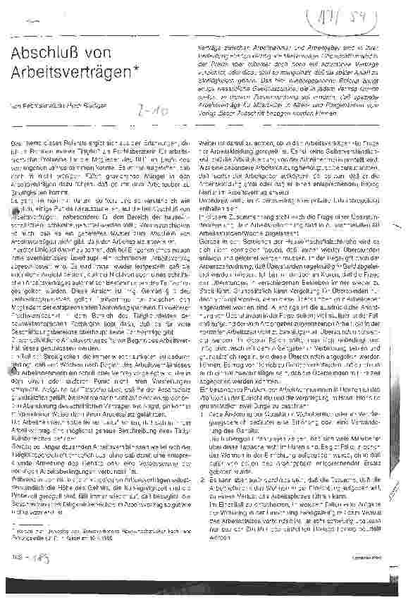 Vorschauseite 1: Abschluß von Arbeitsverträgen
