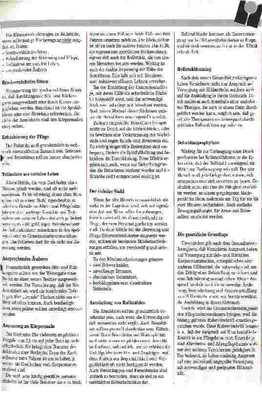 Vorschauseite 3: Der Rollstuhl muß passen wie ein Handschuh. Versorgungsprobleme.