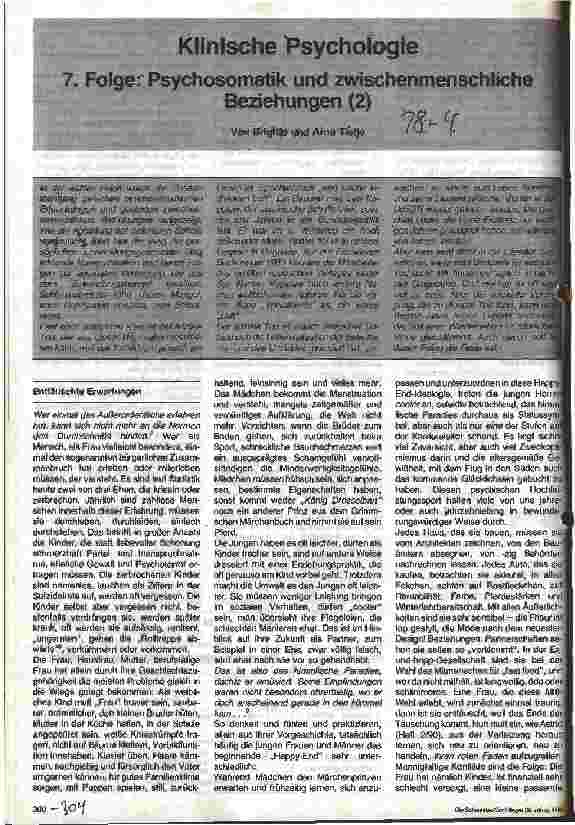 Vorschauseite 1: Klinische Psychologie - 7. Folge: Psychosomatik und zwischenmenschliche Beziehungen (2)