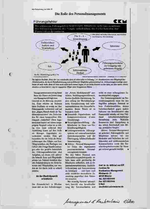 Vorschauseite 2: Die Rolle des Personalmanagements Führungsdefizite und innere Kündigung